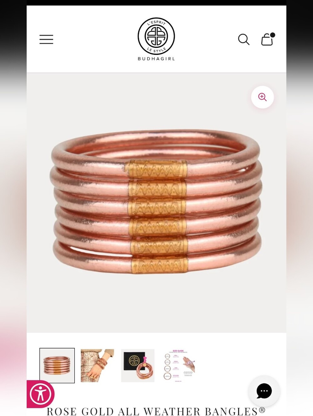 Budhagirl Single rose gold all weather bangle New Medium